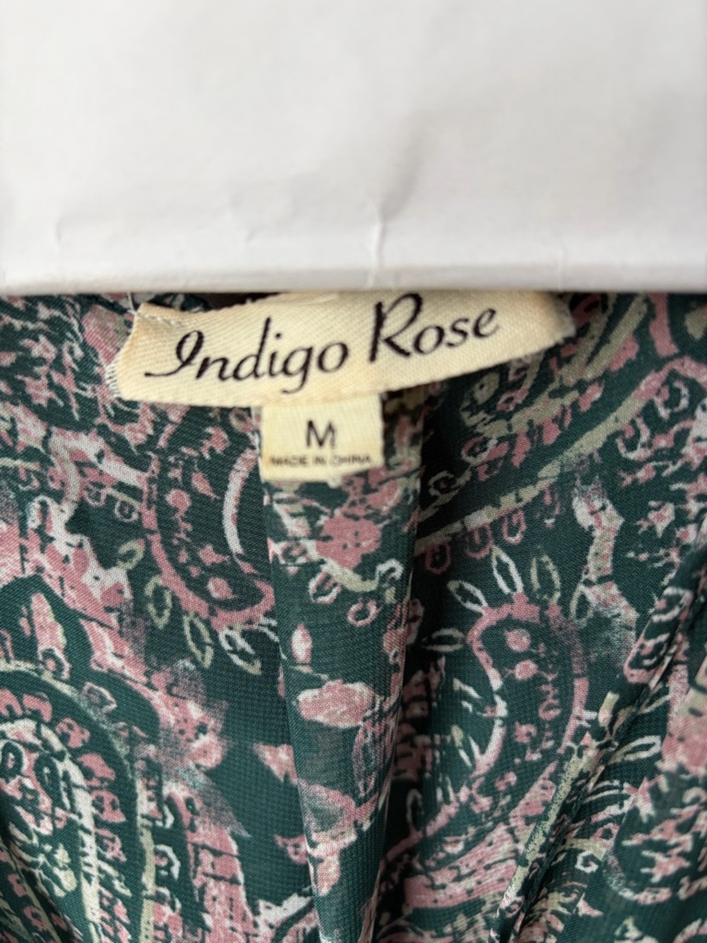 Indigo Rose Green & Pink Paisley Dress - Size M
